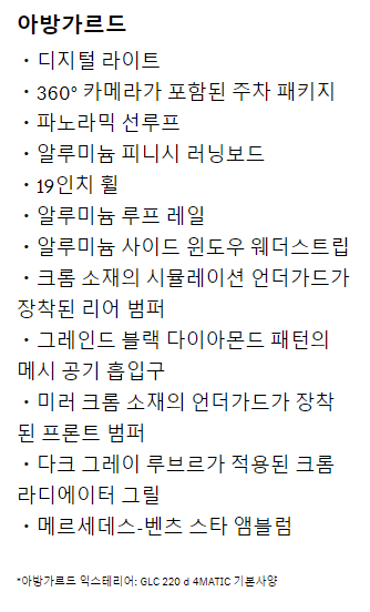 아방가드르 옵션 내용